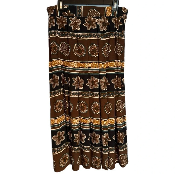 VTG Cappagallo Maxi Skirt Sz 8 Brown Beach  Button Boho Stretch Soft Hippie READ - Picture 2 of 15